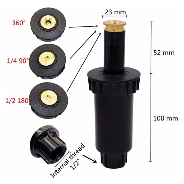 90-360 Degree Pop up Plastic Sprinklers Garden Spray Nozzle 1/2″ Female Thread - Image 4