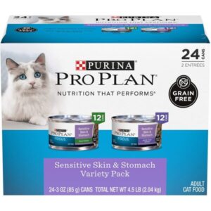 Purina Pro Plan Sensitive Skin & Stomach High Protein Adult Dry Cat Food & Wet Cat Food (Packaging May Vary)