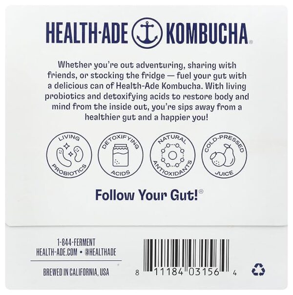 Health-Ade Ginger-Lemon Organic Kombucha, 11.5oz Cans 4-Pack - Image 2
