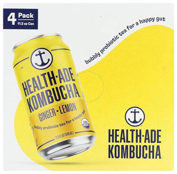 Health-Ade Ginger-Lemon Organic Kombucha, 11.5oz Cans 4-Pack - Image 4